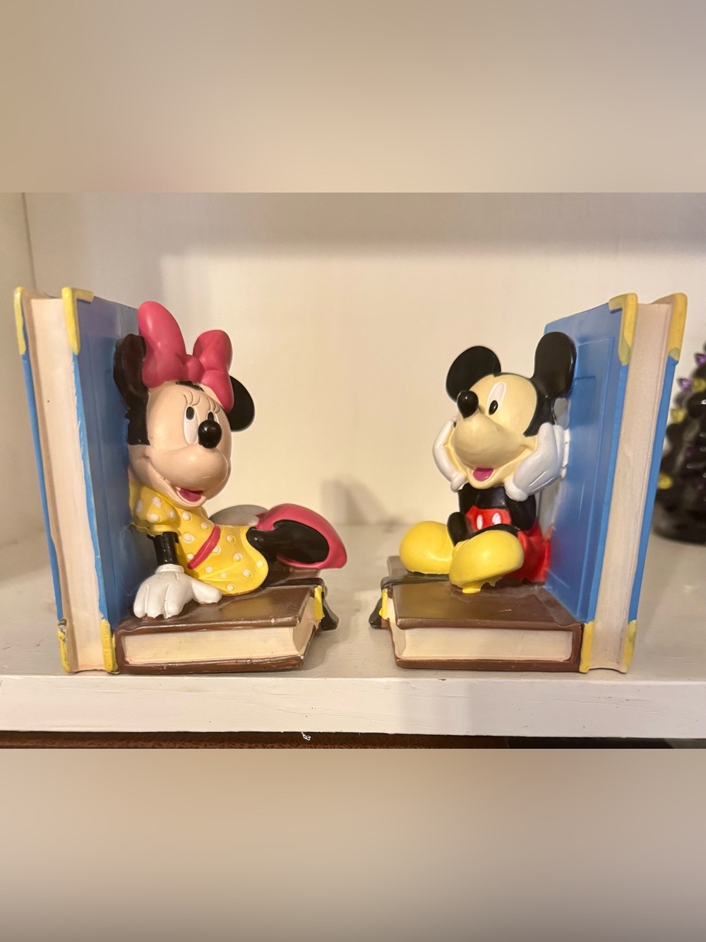 Vintage Disney Mickey & Minnie Mouse Bookends – Official © Disney – Cute Nursery